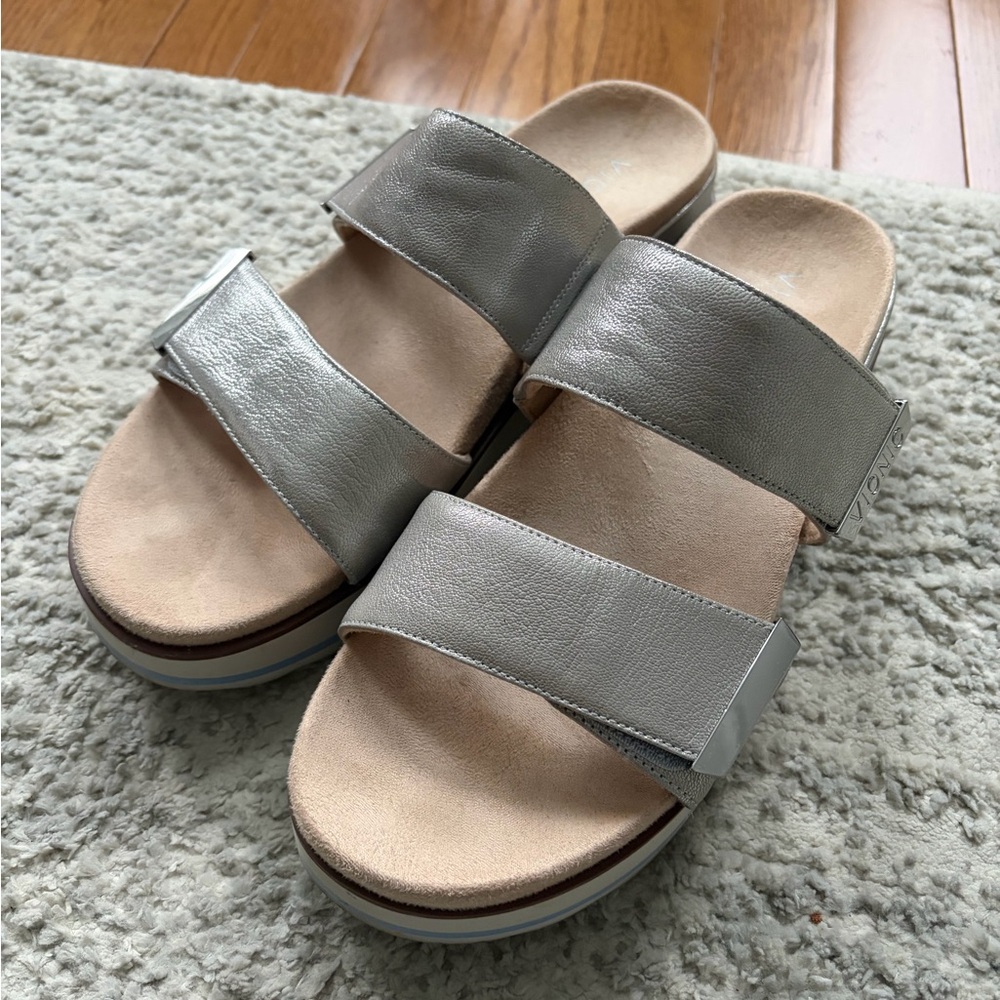 Vionic Brandie Silver Platform Slide Sandals 9 - image 1